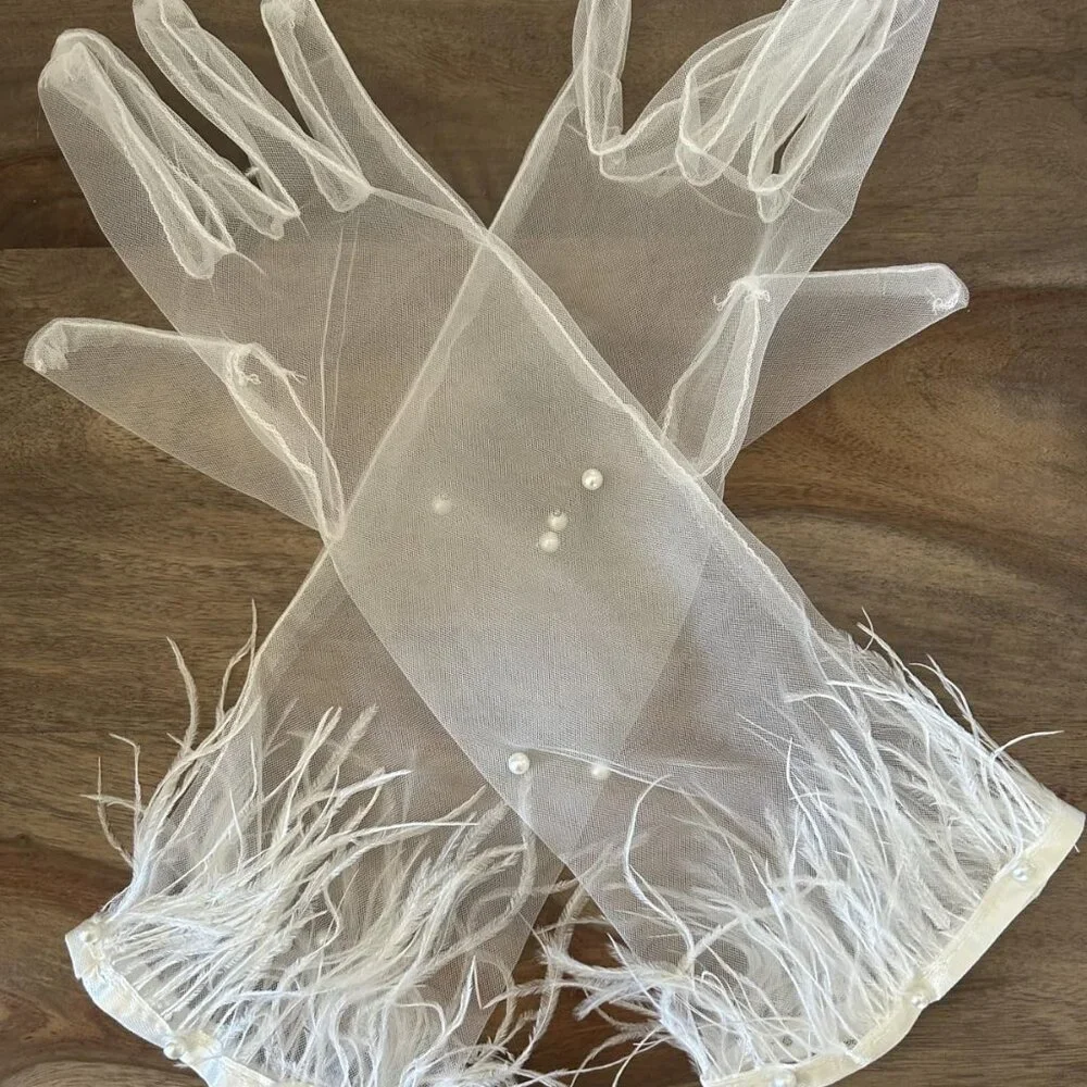 Lace Glove Pearl Tulle Gloves